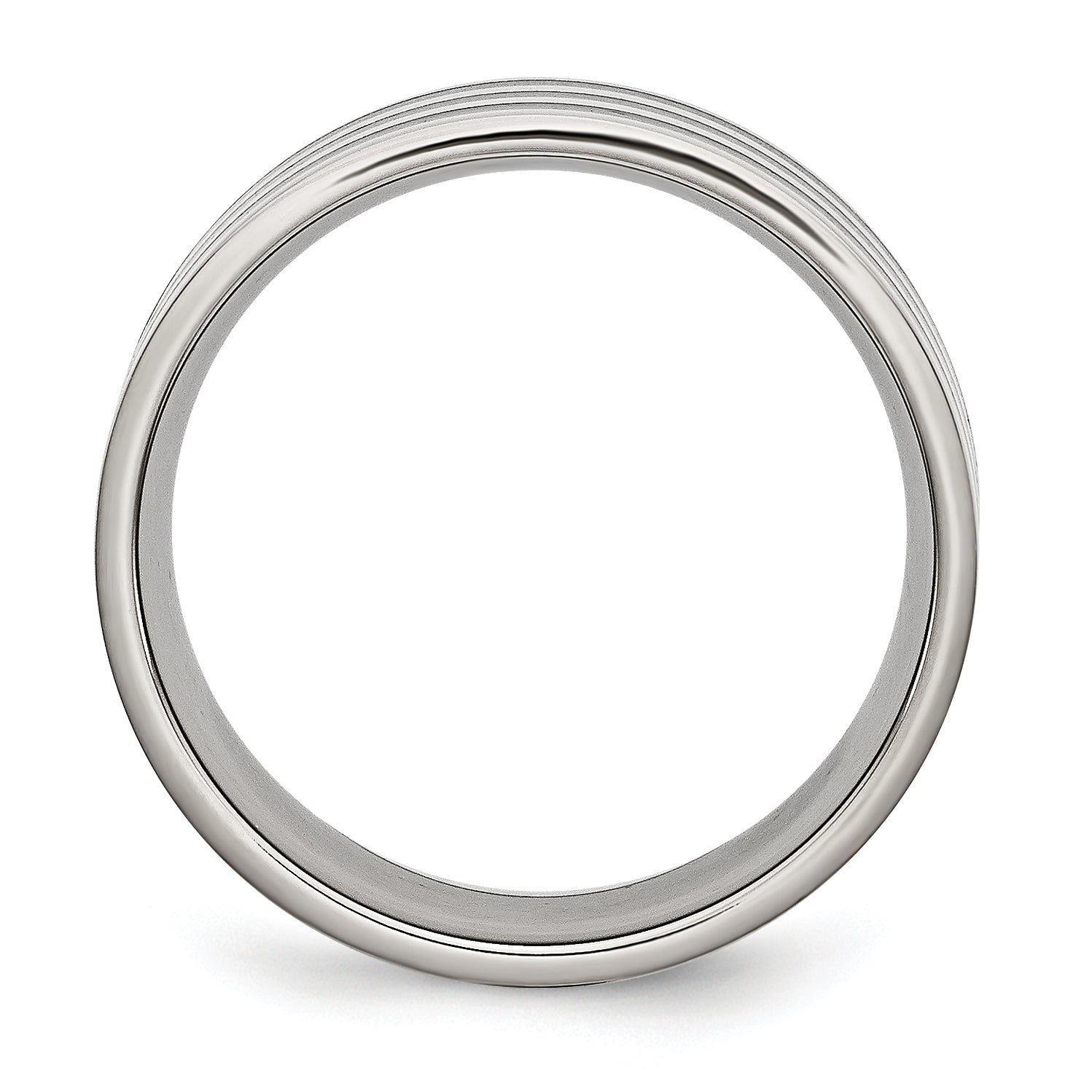 Stainless Steel 8mm Black Ip Plated Striped Polished Band