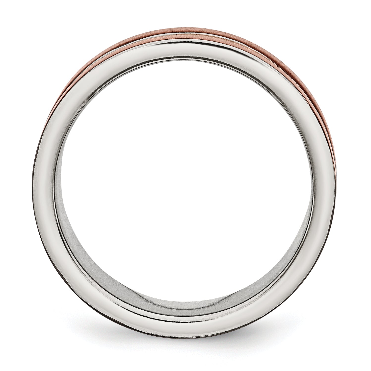 Stainless Steel 8mm Brown Ip Plated Polished Brushed Center Band