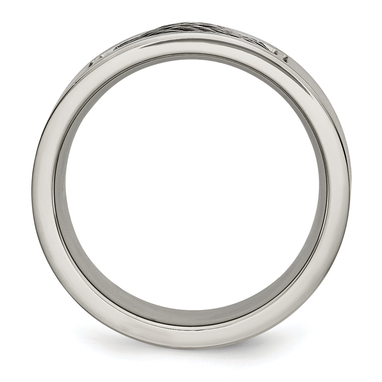 Stainless Steel Brushed Grey Cable Inlay 10mm Band