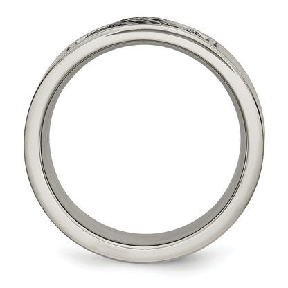 Stainless Steel Brushed Grey Cable Inlay 10mm Band