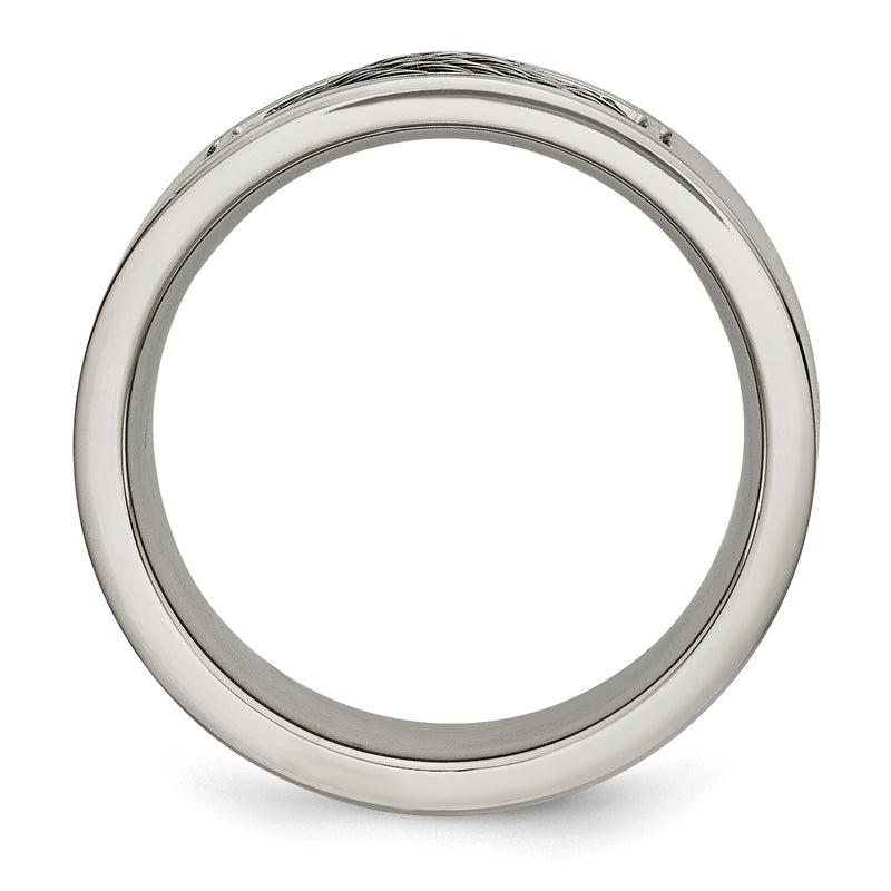 Stainless Steel Brushed Grey Cable Inlay 10mm Band