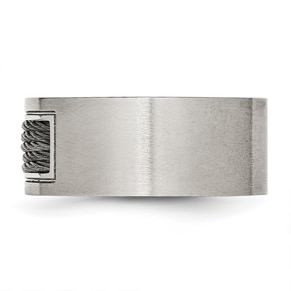 Stainless Steel Brushed Grey Cable Inlay 10mm Band