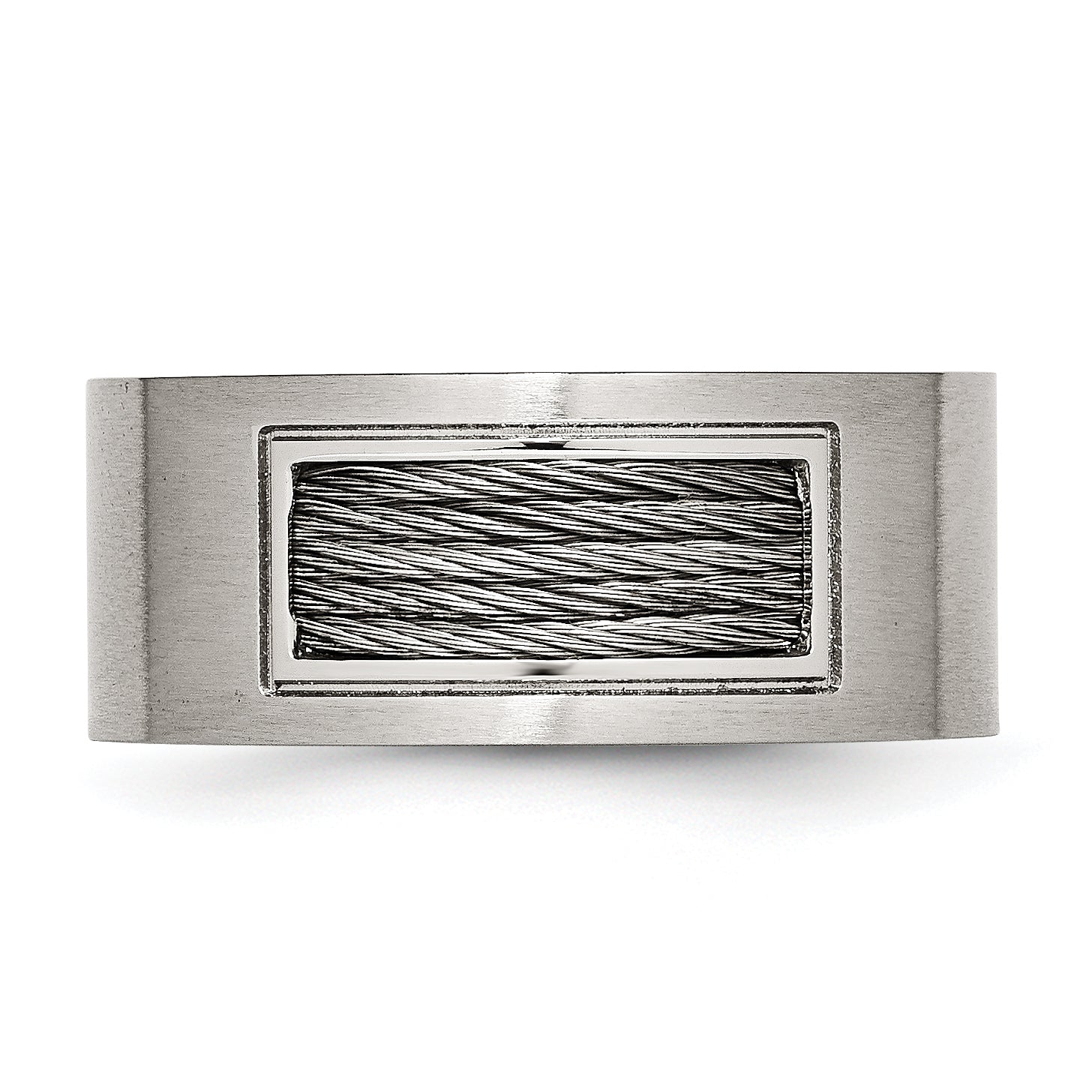 Stainless Steel Brushed Grey Cable Inlay 10mm Band