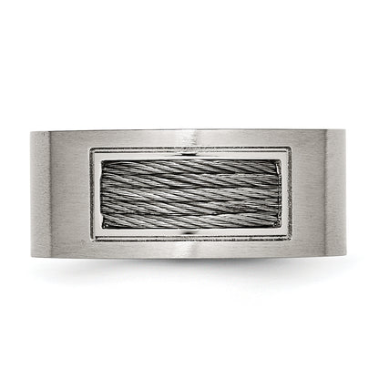 Stainless Steel Brushed Grey Cable Inlay 10mm Band