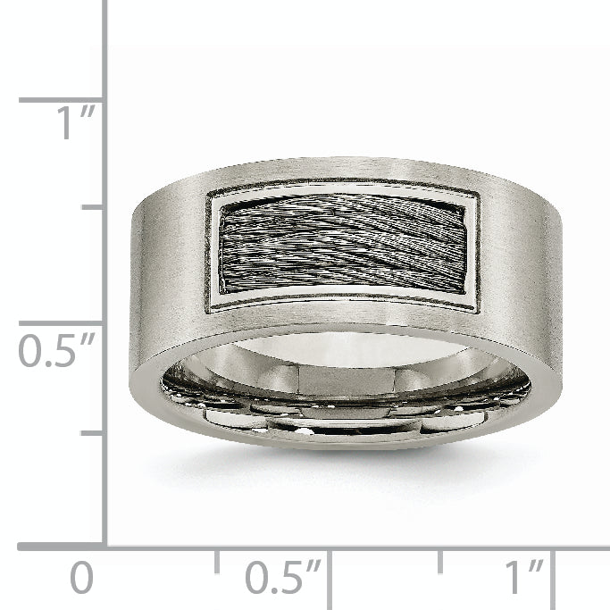 Stainless Steel Brushed Grey Cable Inlay 10mm Band