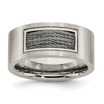 Stainless Steel Brushed Grey Cable Inlay 10mm Band