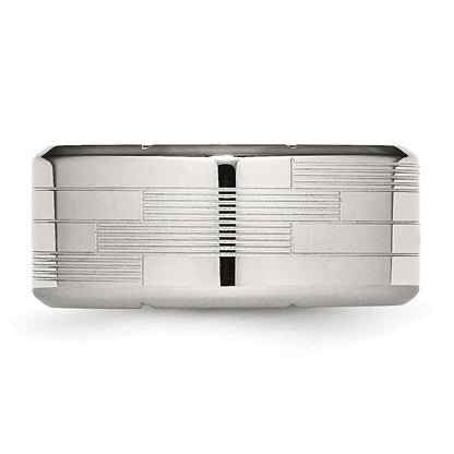 Stainless Steel Polished And Textured 10mm Band