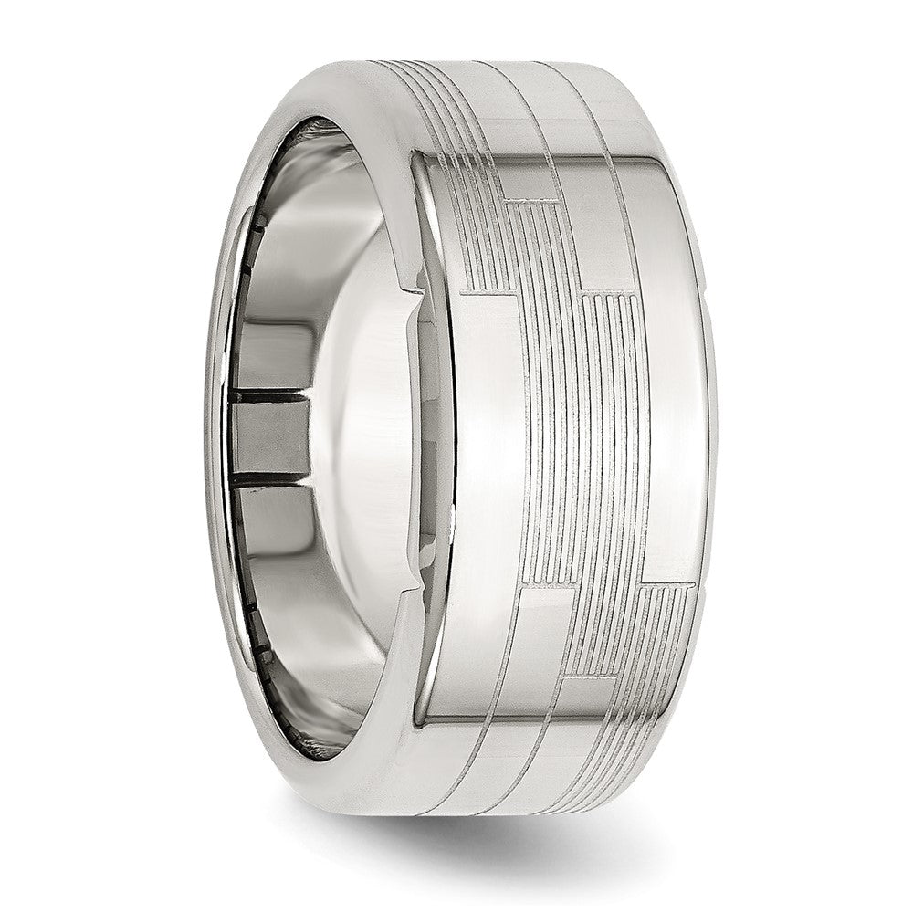 Stainless Steel Polished And Textured 10mm Band