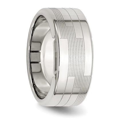 Stainless Steel Polished And Textured 10mm Band