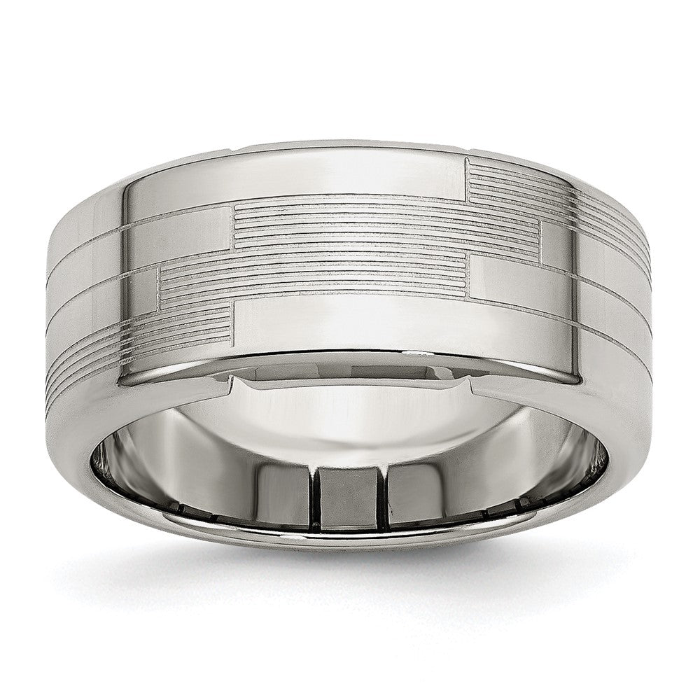 Stainless Steel Polished And Textured 10mm Band