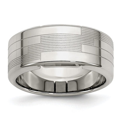 Stainless Steel Polished And Textured 10mm Band