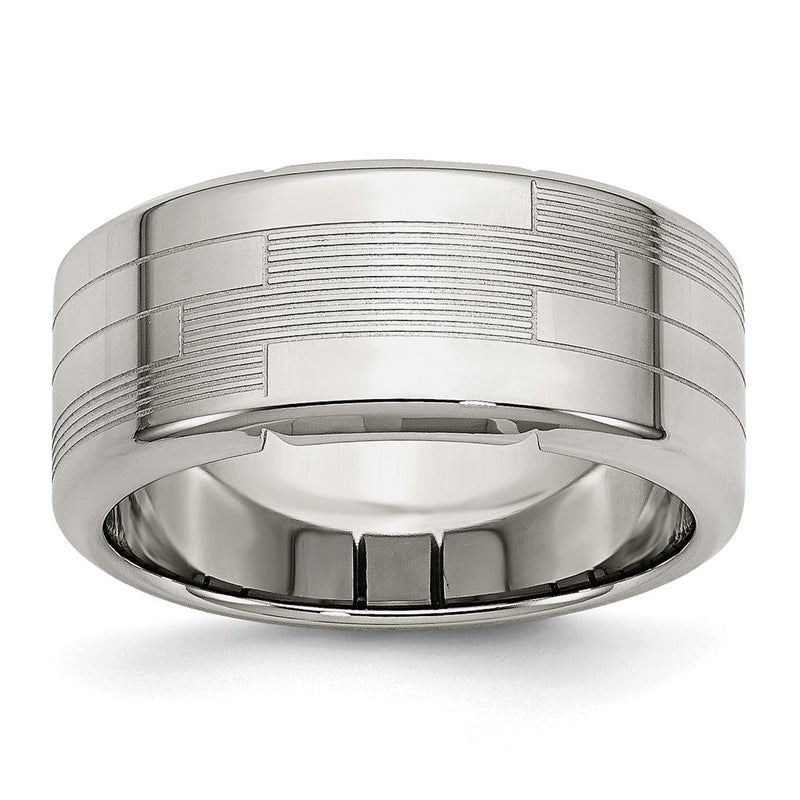 Stainless Steel Polished And Textured 10mm Band