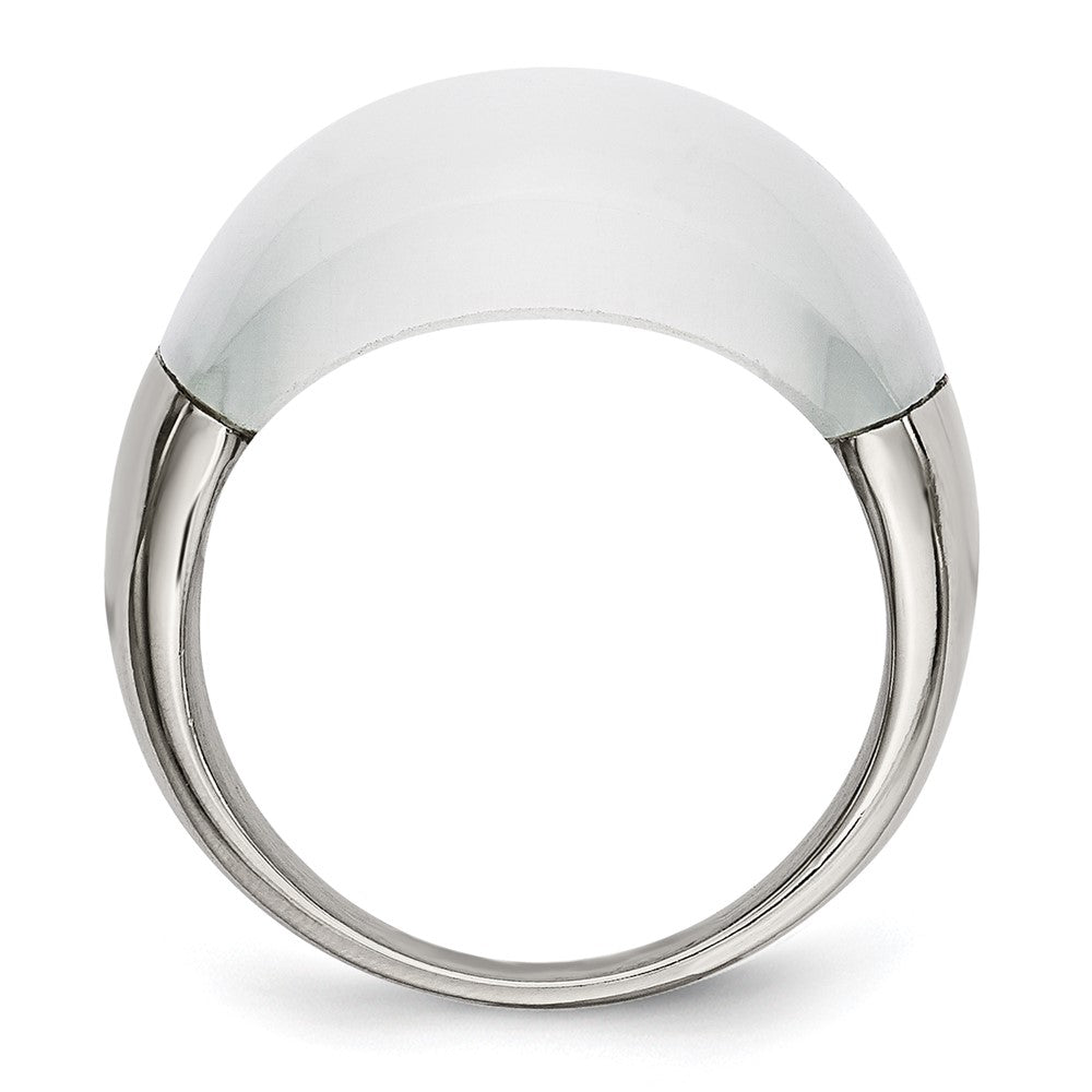 Stainless Steel 12mm Cat'S Eye Ring (Size 6 Only)