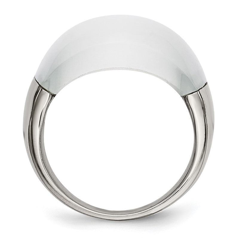 Stainless Steel 12mm Cat'S Eye Ring (Size 6 Only)