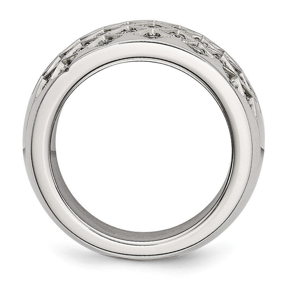 Stainless Steel White Czs Polished Ring (Size 6 Only)