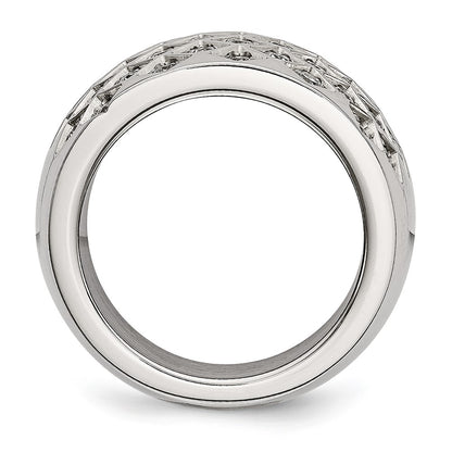 Stainless Steel White Czs Polished Ring (Size 6 Only)