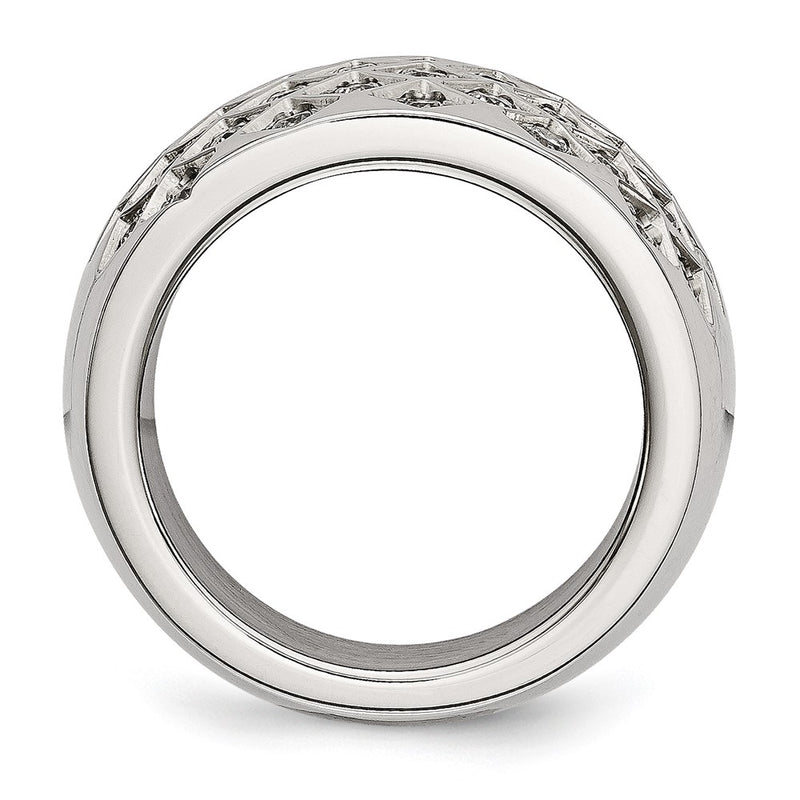 Stainless Steel White Czs Polished Ring (Size 6 Only)