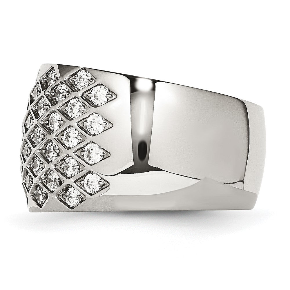 Stainless Steel White Czs Polished Ring (Size 6 Only)