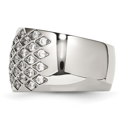 Stainless Steel White Czs Polished Ring (Size 6 Only)