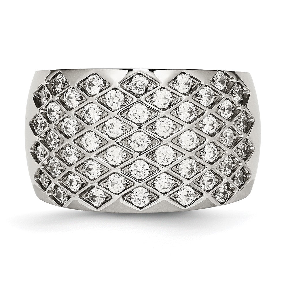 Stainless Steel White Czs Polished Ring (Size 6 Only)