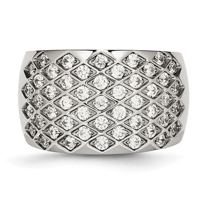 Stainless Steel White Czs Polished Ring (Size 6 Only)