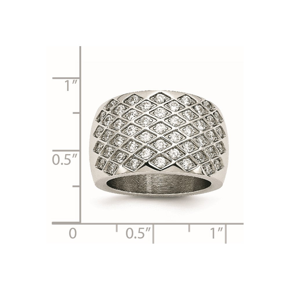 Stainless Steel White Czs Polished Ring (Size 6 Only)