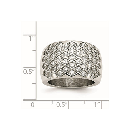 Stainless Steel White Czs Polished Ring (Size 6 Only)