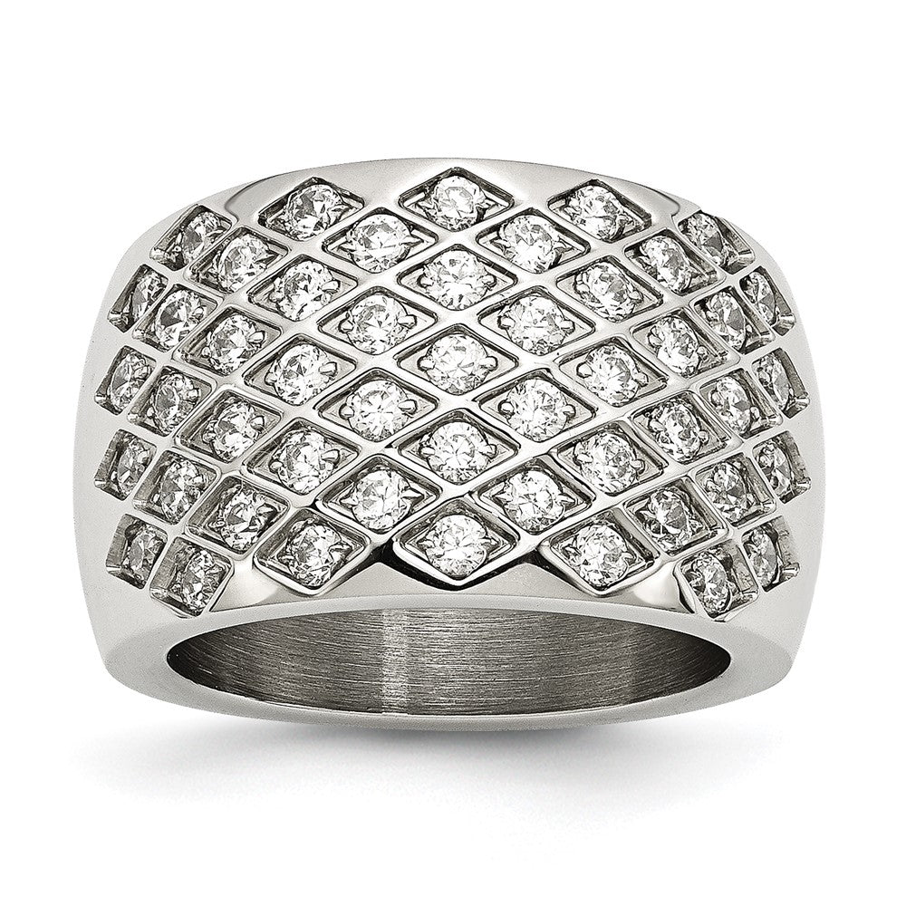 Stainless Steel White Czs Polished Ring (Size 6 Only)
