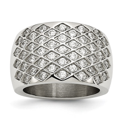 Stainless Steel White Czs Polished Ring (Size 6 Only)
