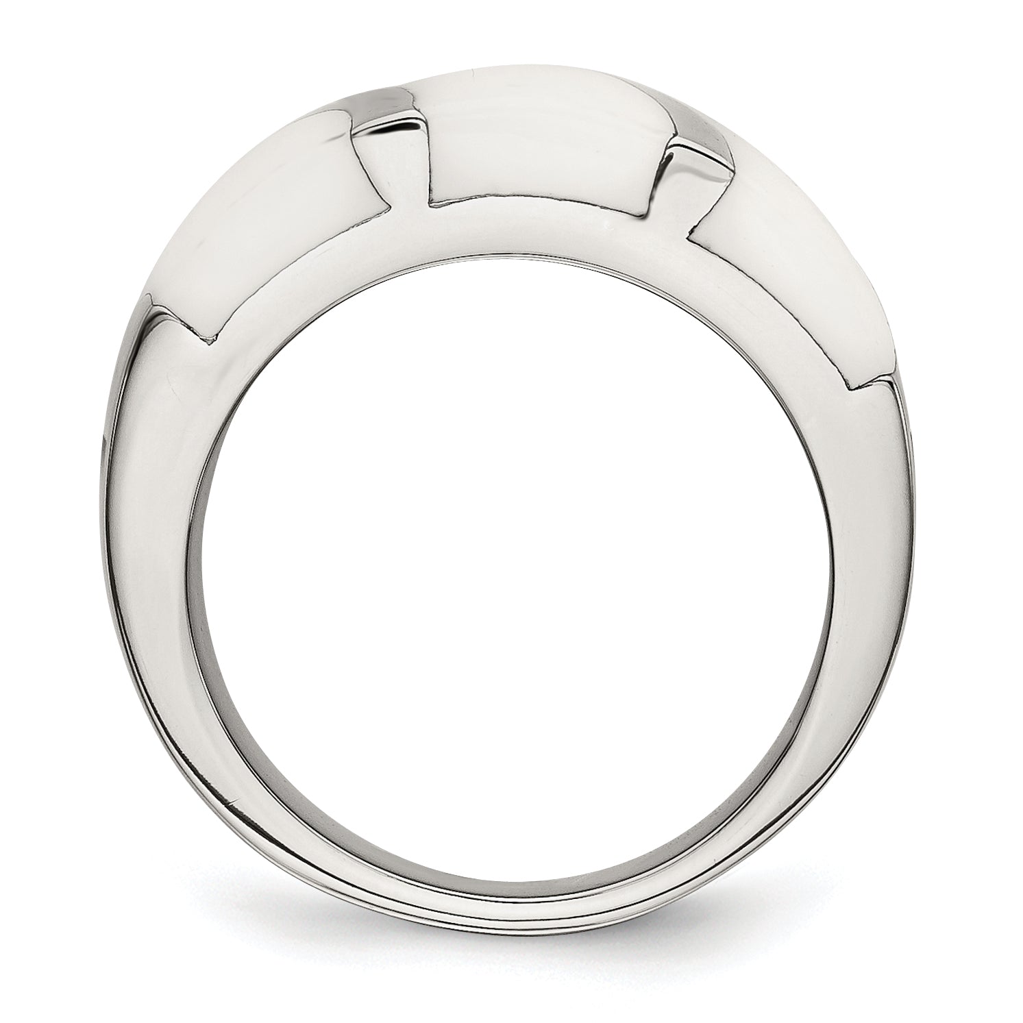 Stainless Steel White Enamel Ring (Size 6 Only)