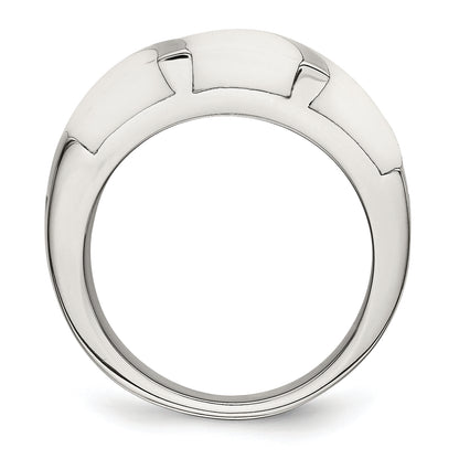 Stainless Steel White Enamel Ring (Size 6 Only)
