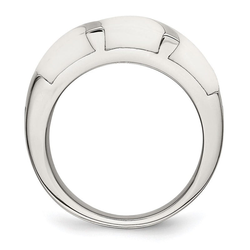 Stainless Steel White Enamel Ring (Size 6 Only)