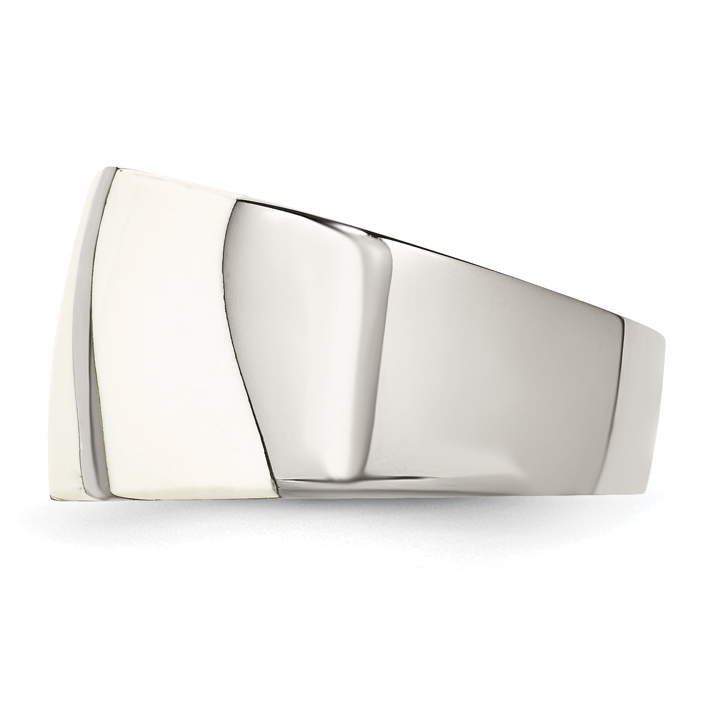Stainless Steel White Enamel Ring (Size 6 Only)