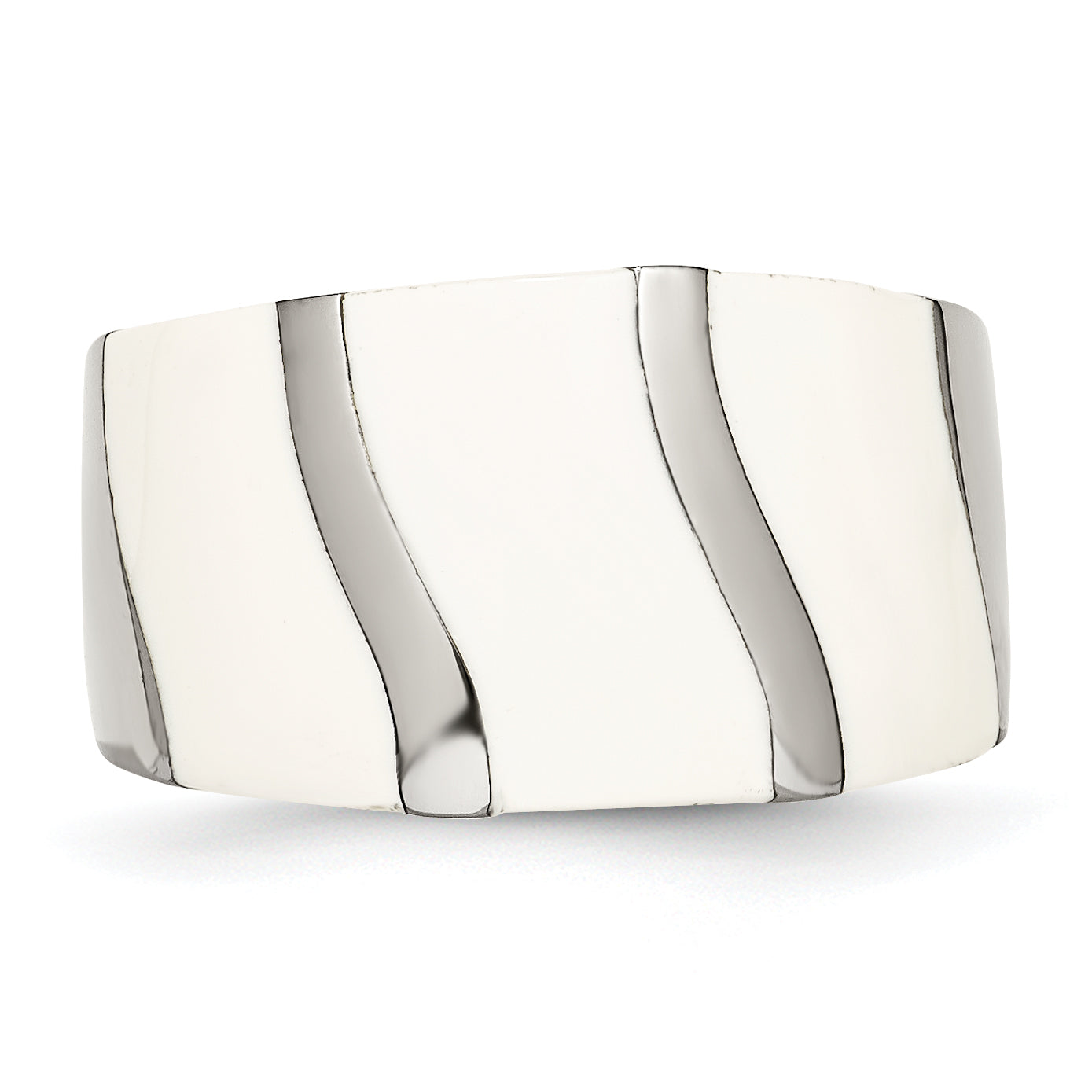 Stainless Steel White Enamel Ring (Size 6 Only)
