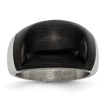 Stainless Steel 12mm Black Cat'S Eye Ring