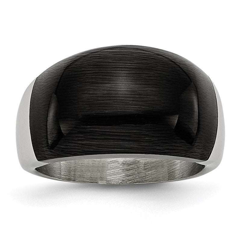 Stainless Steel 12mm Black Cat'S Eye Ring