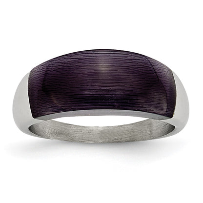 Stainless Steel 8mm Black Cat'S Eye Ring