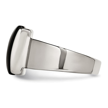 Stainless Steel Black Glass Ring