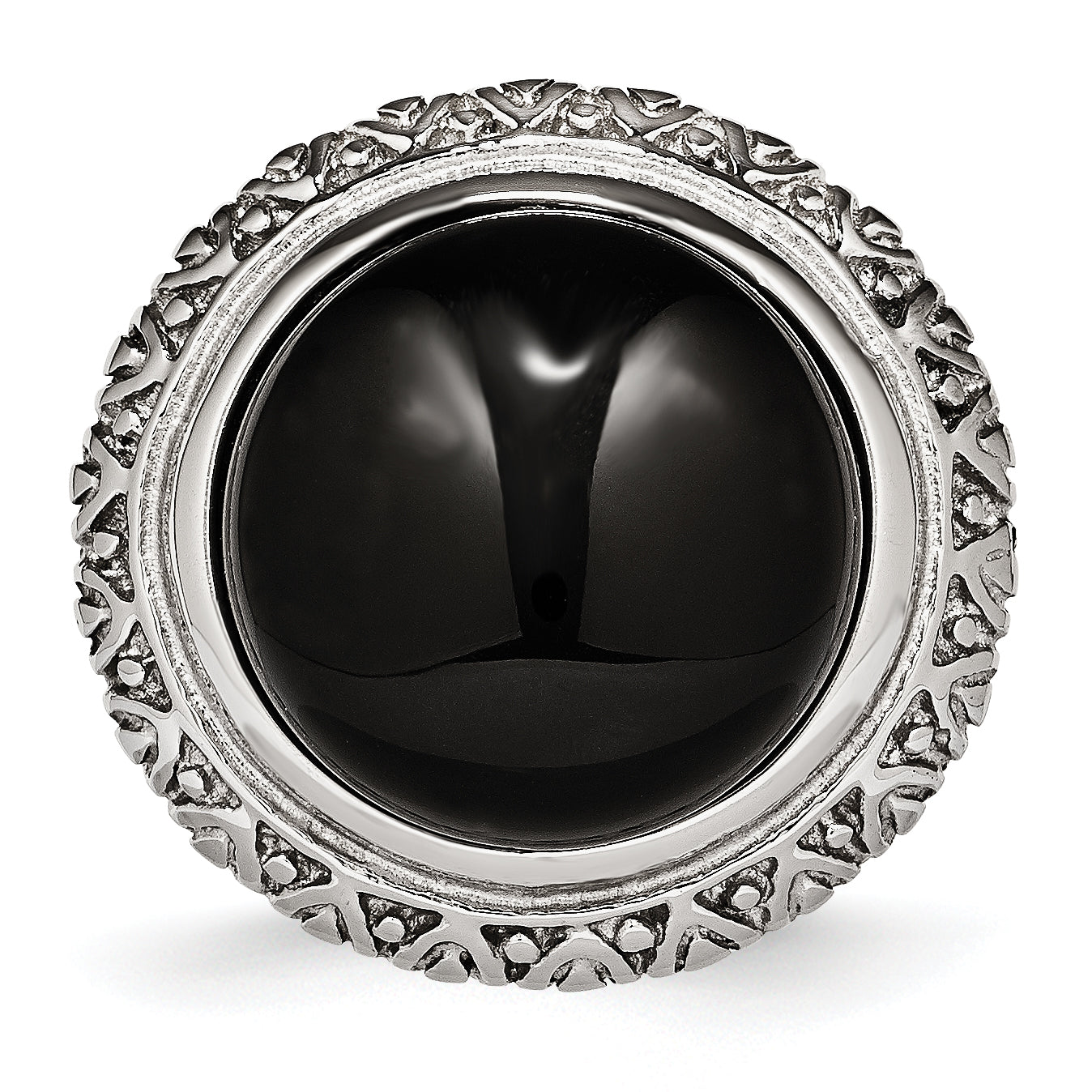 Stainless Steel Black Glass Textured Edge Ring