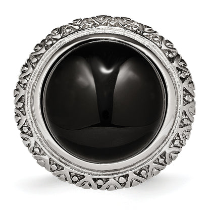 Stainless Steel Black Glass Textured Edge Ring