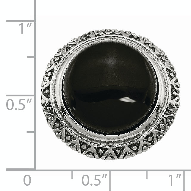 Stainless Steel Black Glass Textured Edge Ring