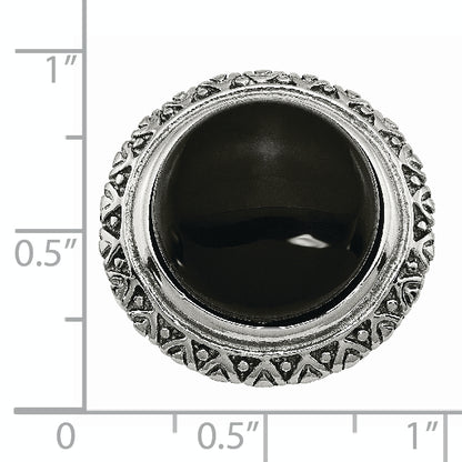 Stainless Steel Black Glass Textured Edge Ring
