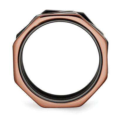 Stainless Steel Polished Black & Brown Ip Plated Moveable 12mm Band