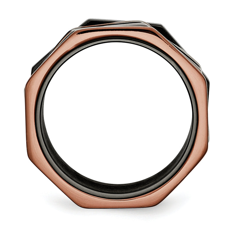 Stainless Steel Polished Black & Brown Ip Plated Moveable 12mm Band