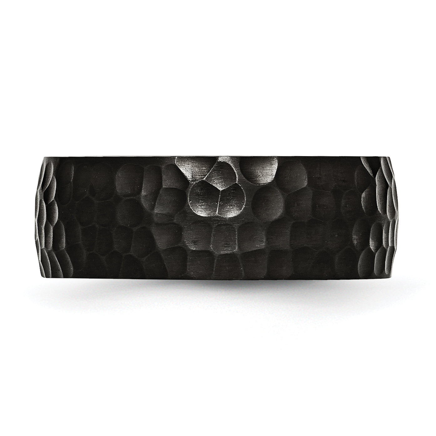 Stainless Steel Black Ip Plated Hammered 8mm Band
