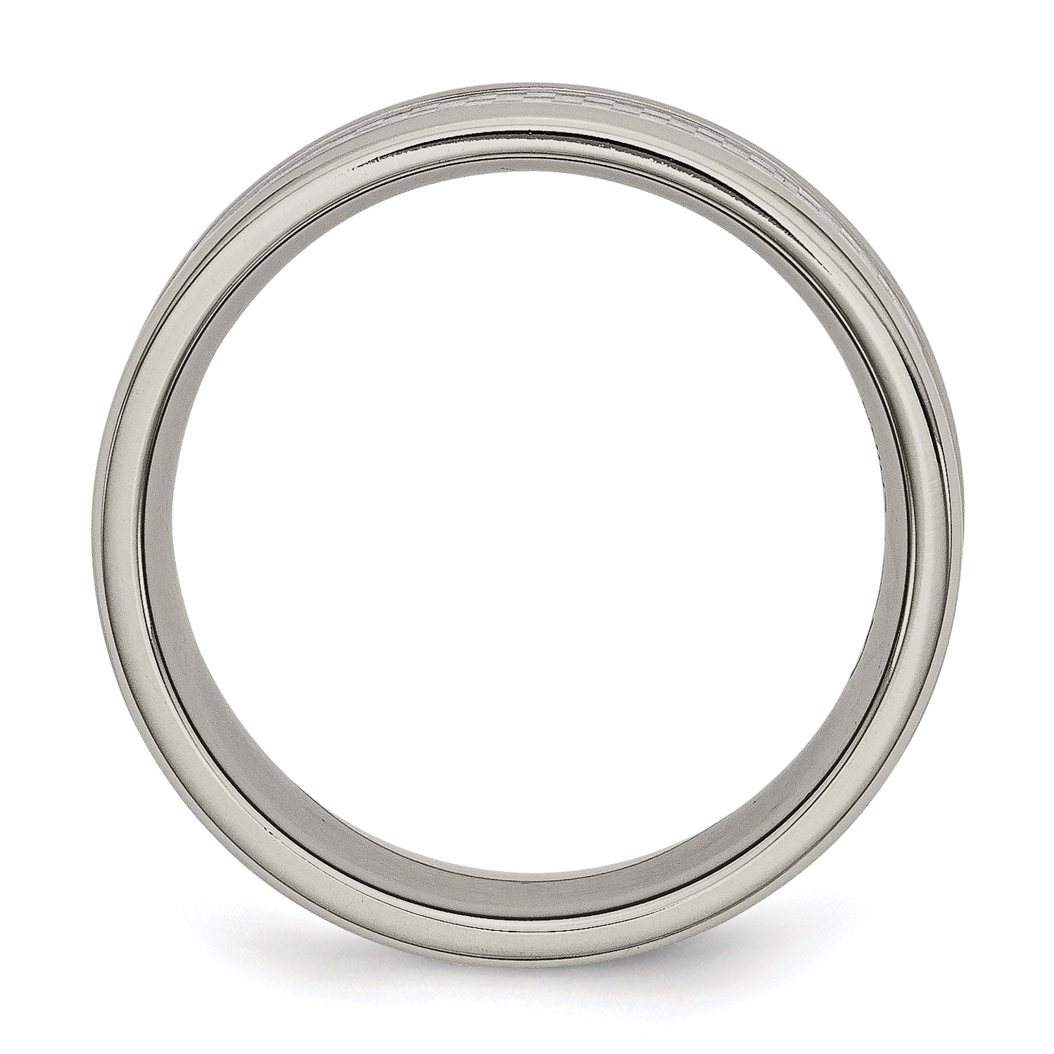 Stainless Steel Polished W/ Grey Carbon Fiber Inlay 8mm Band