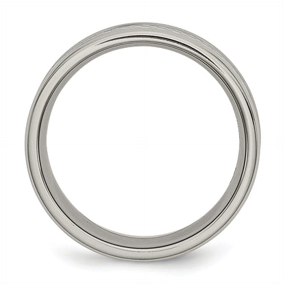Stainless Steel Polished W/ Grey Carbon Fiber Inlay 8mm Band