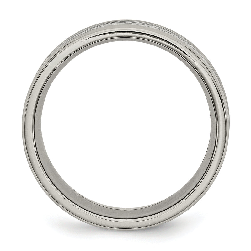 Stainless Steel Polished W/ Grey Carbon Fiber Inlay 8mm Band