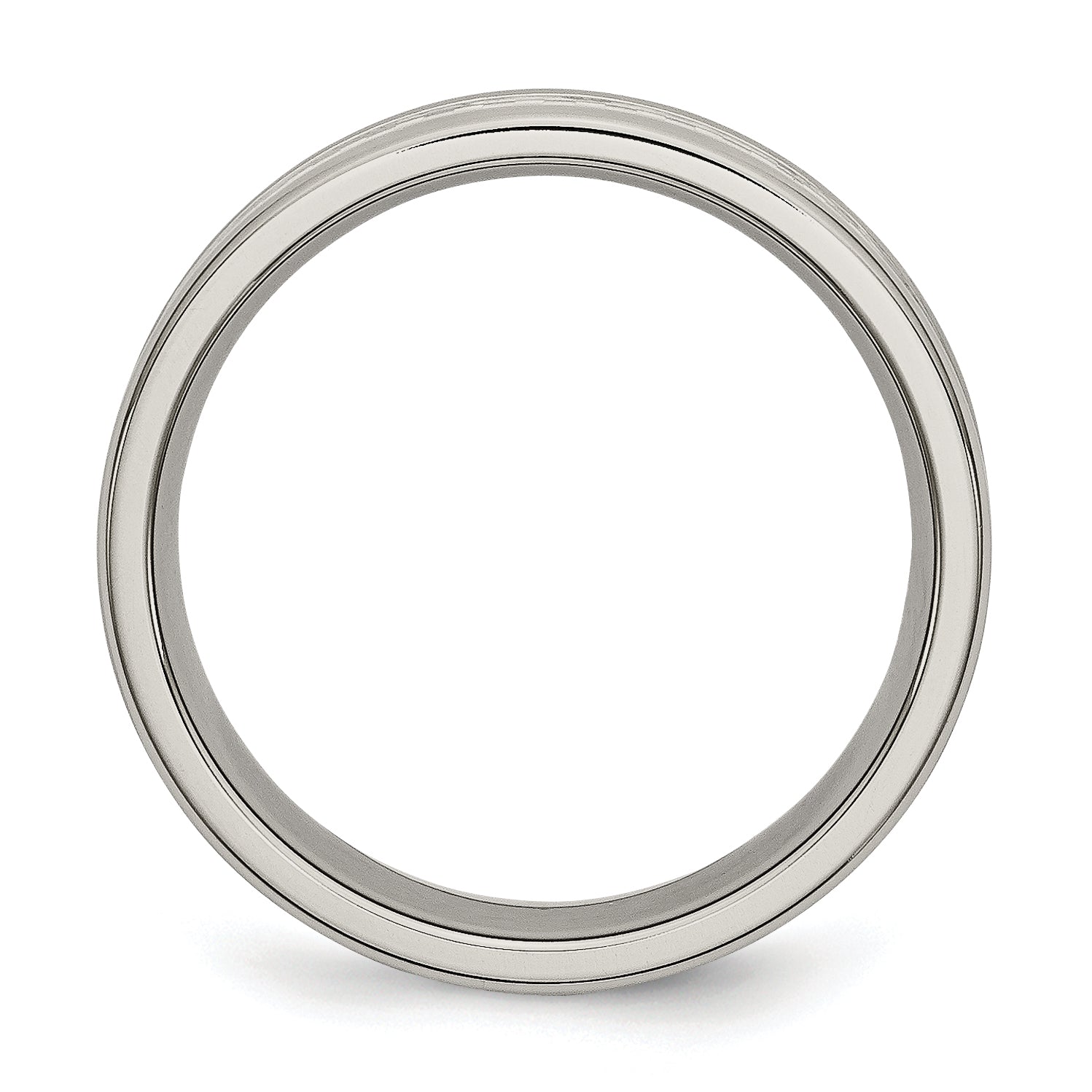 Stainless Steel Polished W/ Grey Carbon Fiber Inlay 6mm Band