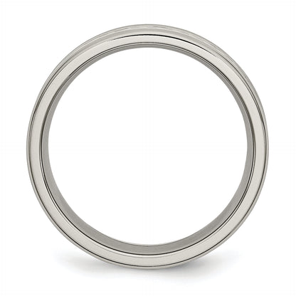 Stainless Steel Polished W/ Grey Carbon Fiber Inlay 6mm Band